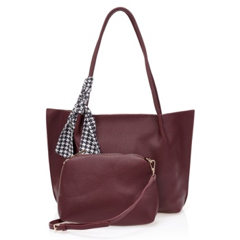 τσάντα ώμου με τσαντάκι χειρός μπορντο σε προσφορά