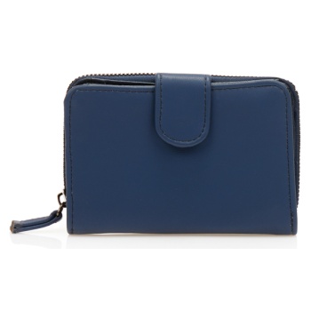 πορτοφόλι μπλε δερματίνη με κούμπωμα και φερμουάρ μπλε σε προσφορά