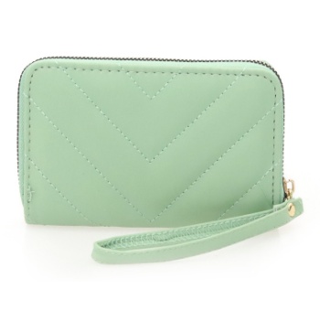 πορτοφόλι πράσινο δερματίνη καπιτονέ σχέδιο v με φερμουάρ σε προσφορά