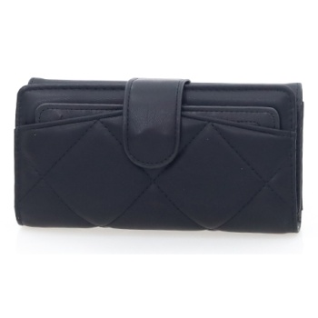 πορτοφόλι μαύρο δερματίνη καπιτονέ με κούμπωμα δερματίνη σε προσφορά