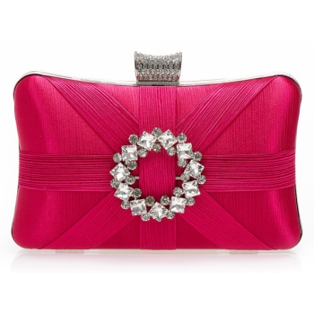 clutch φούξια υφασμάτινο με αγκράφα και κούμπωμα από στρας σε προσφορά