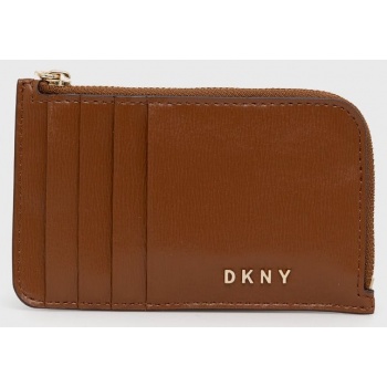 πορτοφόλι dkny χρώμα καφέ κύριο υλικό 100% φυσικό