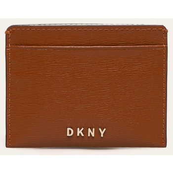 δερμάτινη θήκη για κάρτες dkny χρώμα καφέ κύριο υλικό
