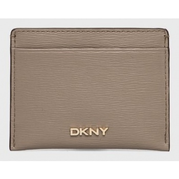 δερμάτινη θήκη για κάρτες dkny χρώμα μπεζ κύριο υλικό