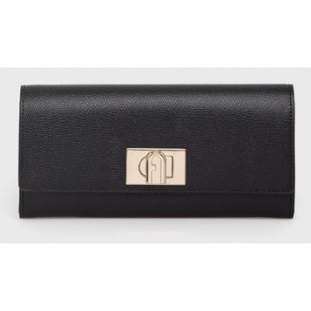δερμάτινο πορτοφόλι furla γυναικείo, χρώμα μαύρο