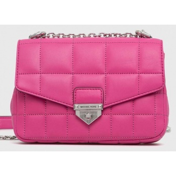 δερμάτινη τσάντα michael michael kors χρώμα ροζ 100% δέρμα