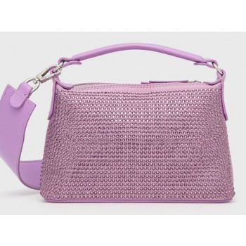 τσάντα liu jo χρώμα μοβ υφαντικό υλικό, φυσικό δέρμα