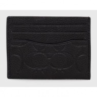 δερμάτινη θήκη για κάρτες coach χρώμα: μαύρο φυσικό δέρμα