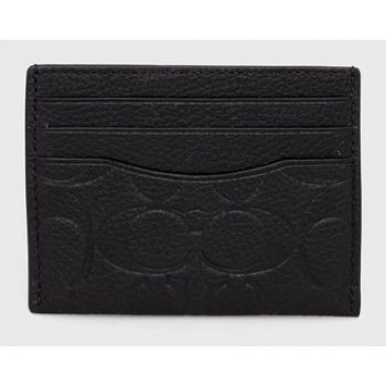 δερμάτινη θήκη για κάρτες coach χρώμα μαύρο φυσικό δέρμα