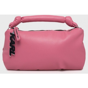 δερμάτινη τσάντα karl lagerfeld χρώμα ροζ 65% ανακυκλωμένο
