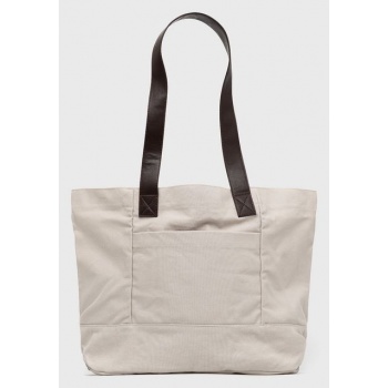 τσάντα abercrombie & fitch χρώμα γκρι κύριο υλικό 100%