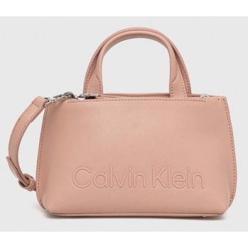 τσάντα calvin klein χρώμα ροζ 51% πολυεστέρας, 49%