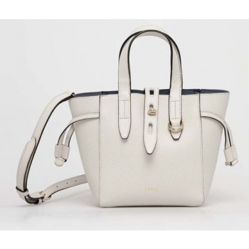 δερμάτινη τσάντα furla net χρώμα άσπρο κύριο υλικό 100%