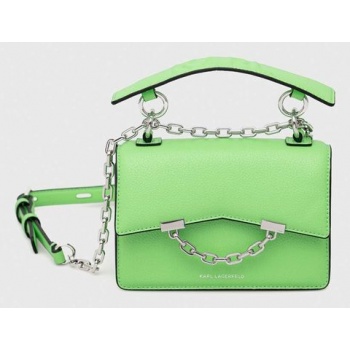 δερμάτινη τσάντα karl lagerfeld χρώμα πράσινο 100% φυσικό