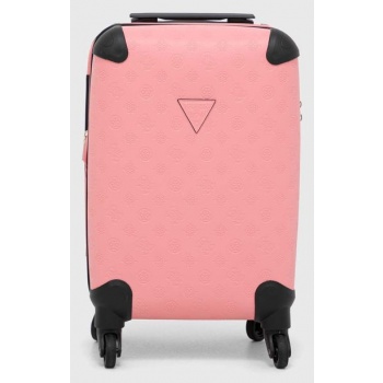 βαλίτσα guess χρώμα ροζ συνθετικό ύφασμα