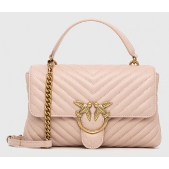 δερμάτινη τσάντα pinko χρώμα ροζ κύριο υλικό 100% δέρμα