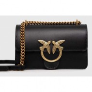 δερμάτινη τσάντα pinko χρώμα: μαύρο 100% φυσικό δέρμα