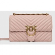 δερμάτινη τσάντα pinko χρώμα: ροζ φυσικό δέρμα