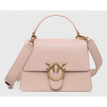 δερμάτινη τσάντα pinko χρώμα ροζ 100% φυσικό δέρμα