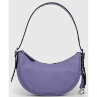 δερμάτινη τσάντα coach χρώμα: μοβ φυσικό δέρμα