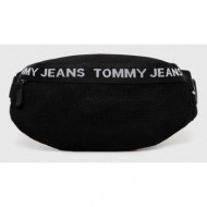 τσάντα φάκελος tommy jeans χρώμα: μαύρο 100% πολυεστέρας
