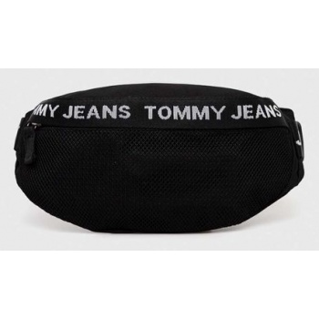 τσάντα φάκελος tommy jeans χρώμα μαύρο 100% πολυεστέρας