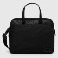 τσάντα φορητού υπολογιστή calvin klein χρώμα: μαύρο 95% πολυεστέρας, 5% poliuretan
