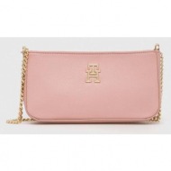 τσάντα tommy hilfiger χρώμα: ροζ 100% poliuretan