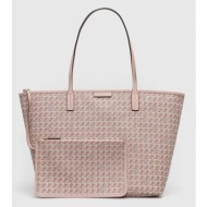 τσάντα tory burch χρώμα: ροζ συνθετικό ύφασμα