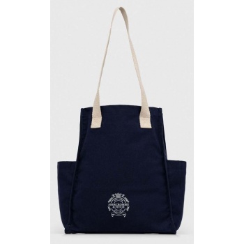 βαμβακερή τσάντα abercrombie & fitch χρώμα ναυτικό μπλε