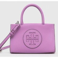 τσάντα tory burch χρώμα: μοβ δερμάτινη απομίμηση