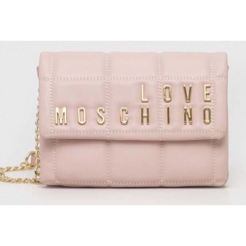 τσάντα love moschino χρώμα ροζ 100% pu - πολυουρεθάνη