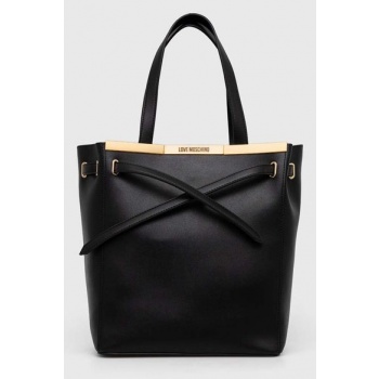 τσάντα love moschino χρώμα μαύρο συνθετικό ύφασμα