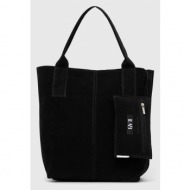 τσάντα σουέτ answear lab χρώμα: μαύρο 100% δέρμα σαμουά