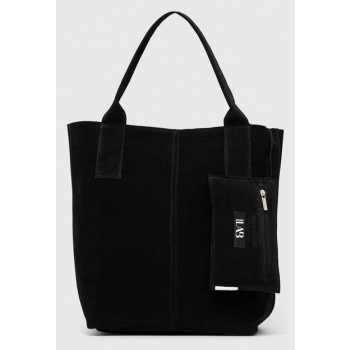 τσάντα σουέτ answear lab χρώμα μαύρο 100% δέρμα σαμουά