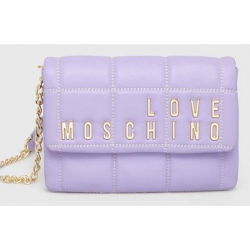 τσάντα love moschino χρώμα μοβ 100% poliuretan