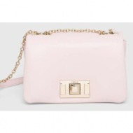 δερμάτινη τσάντα furla χρώμα: ροζ 100% φυσικό δέρμα