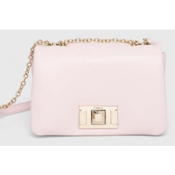 δερμάτινη τσάντα furla χρώμα ροζ 100% φυσικό δέρμα