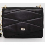 δερμάτινη τσάντα dkny χρώμα: μαύρο 100% φυσικό δέρμα
