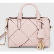 δερμάτινη τσάντα dkny χρώμα: ροζ 100% φυσικό δέρμα