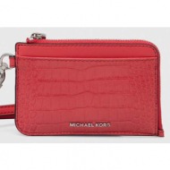δερμάτινο πορτοφόλι michael michael kors γυναικεία, χρώμα: ροζ 100% φυσικό δέρμα