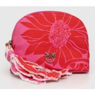 τσάντα καλλυντικών pinko χρώμα: κόκκινο υφαντικό υλικό