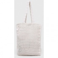 τσάντα abercrombie & fitch χρώμα: άσπρο 100% βαμβάκι