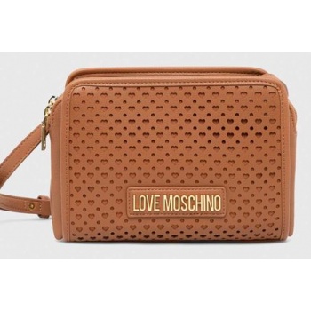 τσάντα love moschino χρώμα καφέ 100% poliuretan