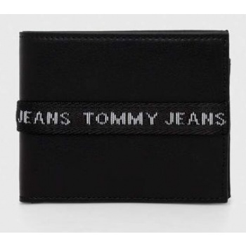 πορτοφόλι tommy jeans χρώμα μαύρο 50% ανακυκλωμένο δέρμα