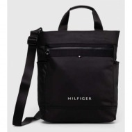 τσάντα tommy hilfiger χρώμα: μαύρο 100% πολυεστέρας