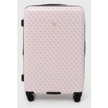 βαλίτσα guess χρώμα ροζ 100% πλαστική ύλη