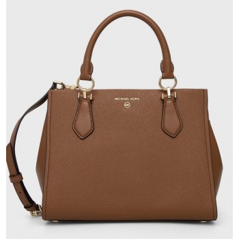 δερμάτινη τσάντα michael michael kors χρώμα καφέ 100%