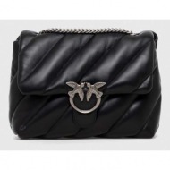 δερμάτινη τσάντα pinko χρώμα: μαύρο