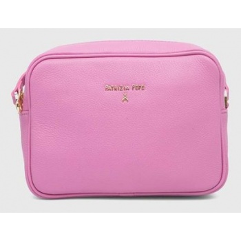 δερμάτινη τσάντα patrizia pepe χρώμα ροζ κύριο υλικό 100%